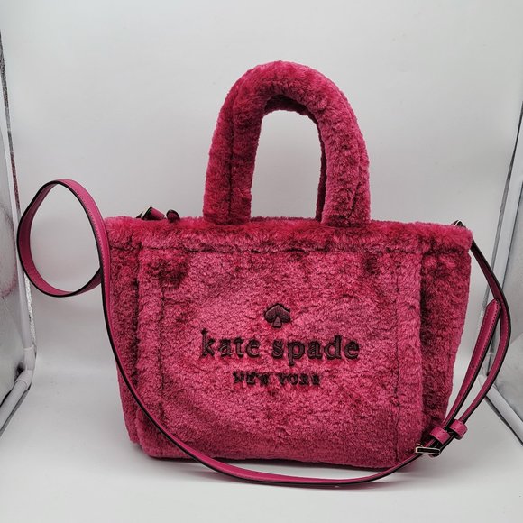 Kate Spade Ella Faux Shearling Small Tote K9390 Festive Pink